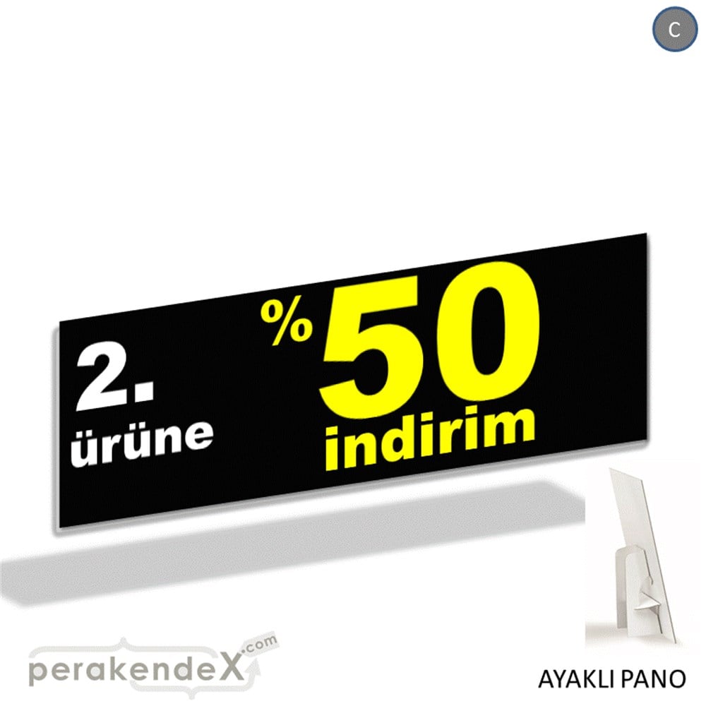 2. ürüne yüzde 50 indirim AYAKLI REKLAM BANNER -dikdörtgen,tek yön baskı