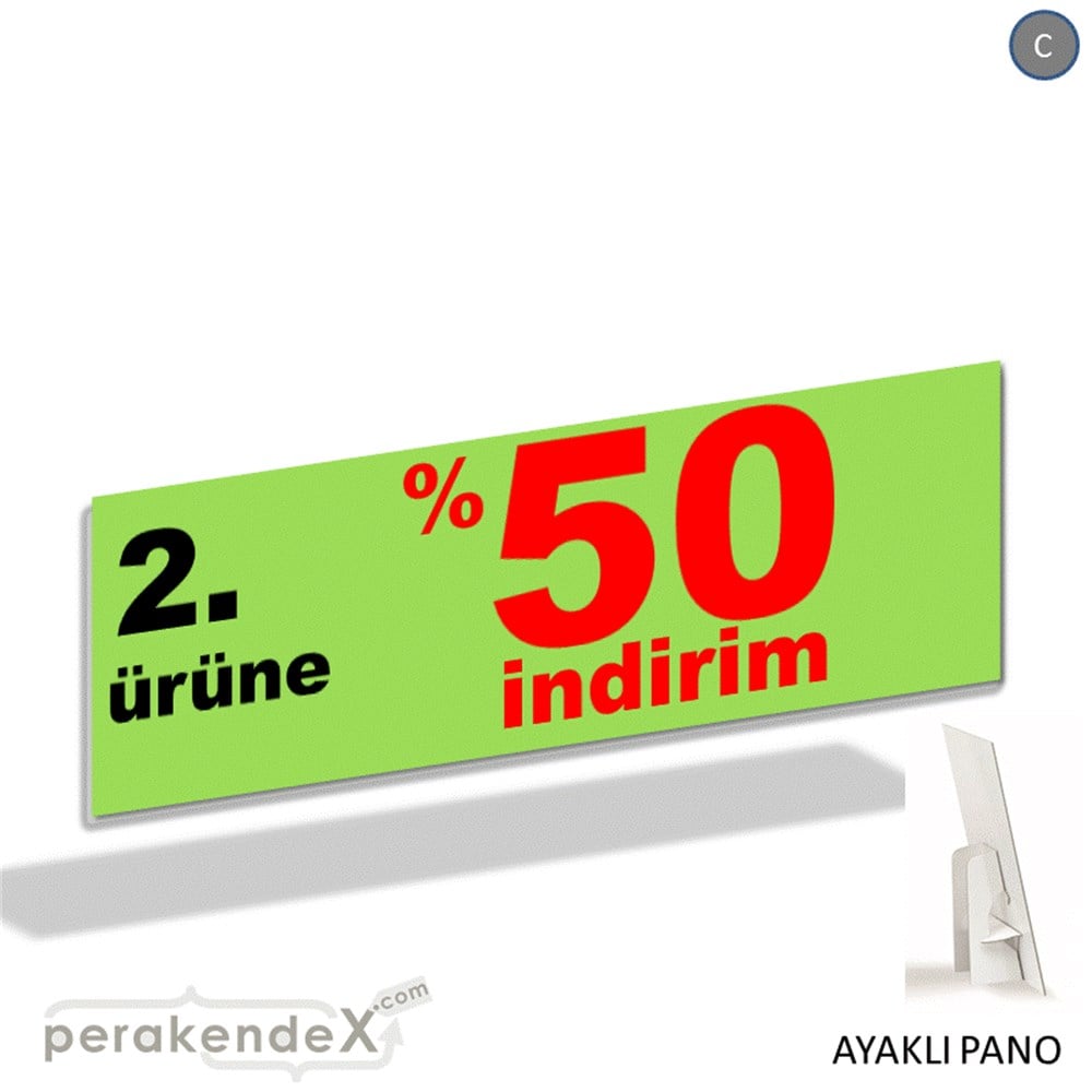 2. ürüne yüzde 50 indirim AYAKLI REKLAM BANNER -dikdörtgen,tek yön baskı
