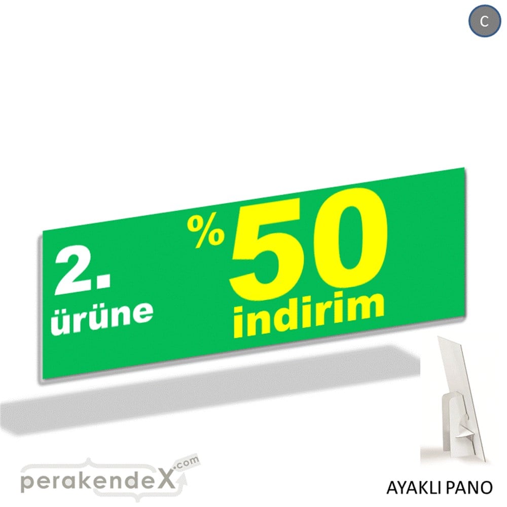 2. ürüne yüzde 50 indirim AYAKLI REKLAM BANNER -dikdörtgen,tek yön baskı