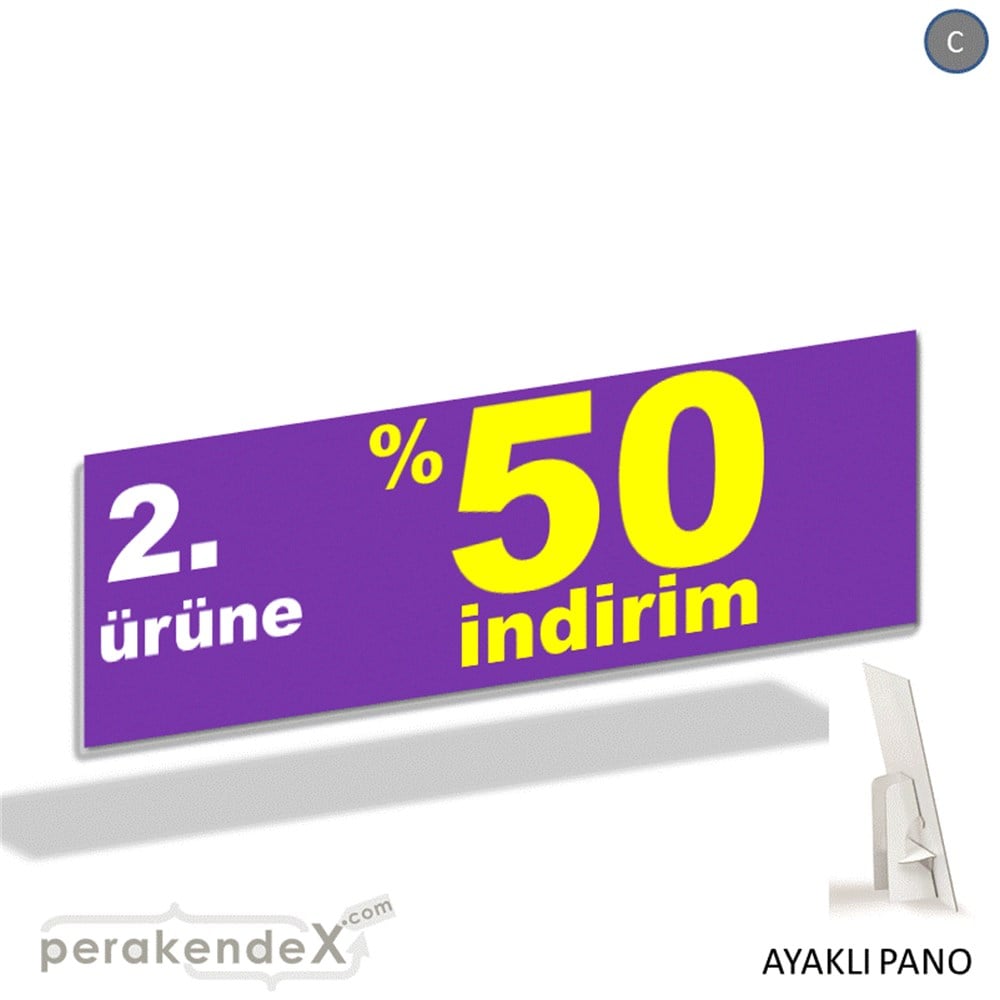 2. ürüne yüzde 50 indirim AYAKLI REKLAM BANNER -dikdörtgen,tek yön baskı