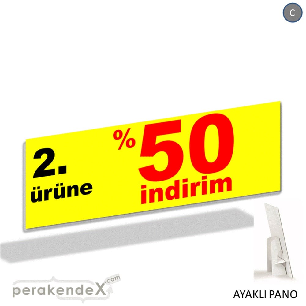 2. ürüne yüzde 50 indirim AYAKLI REKLAM BANNER -dikdörtgen,tek yön baskı