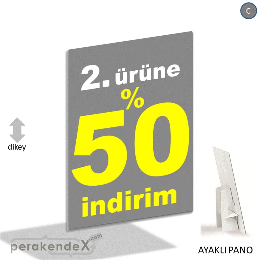 2. ürüne yüzde 50 indirim AYAKLI REKLAM PANOSU -dikdörtgen,tek yön baskı