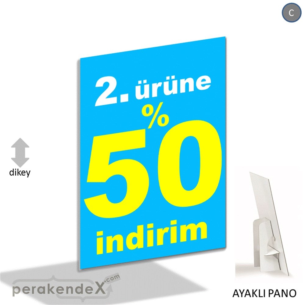 2. ürüne yüzde 50 indirim AYAKLI REKLAM PANOSU -dikdörtgen,tek yön baskı
