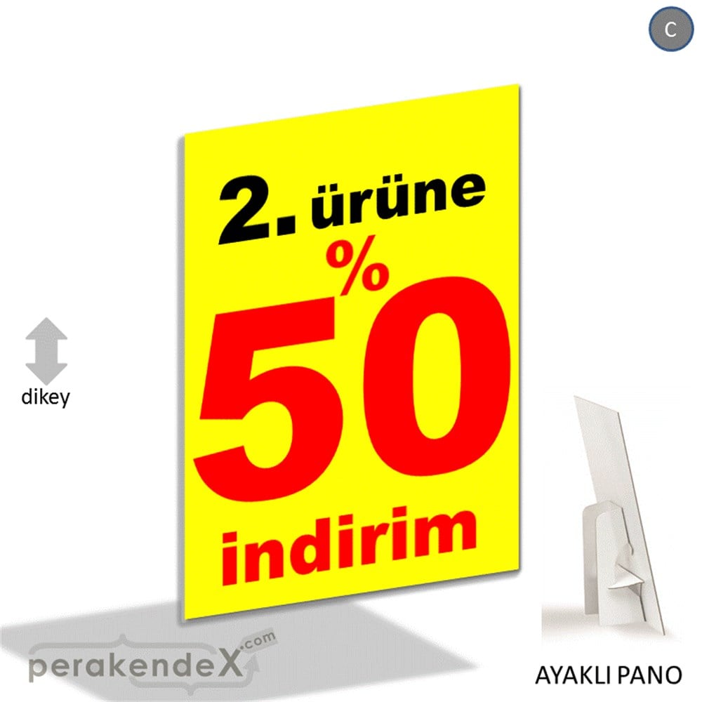 2. ürüne yüzde 50 indirim AYAKLI REKLAM PANOSU -dikdörtgen,tek yön baskı