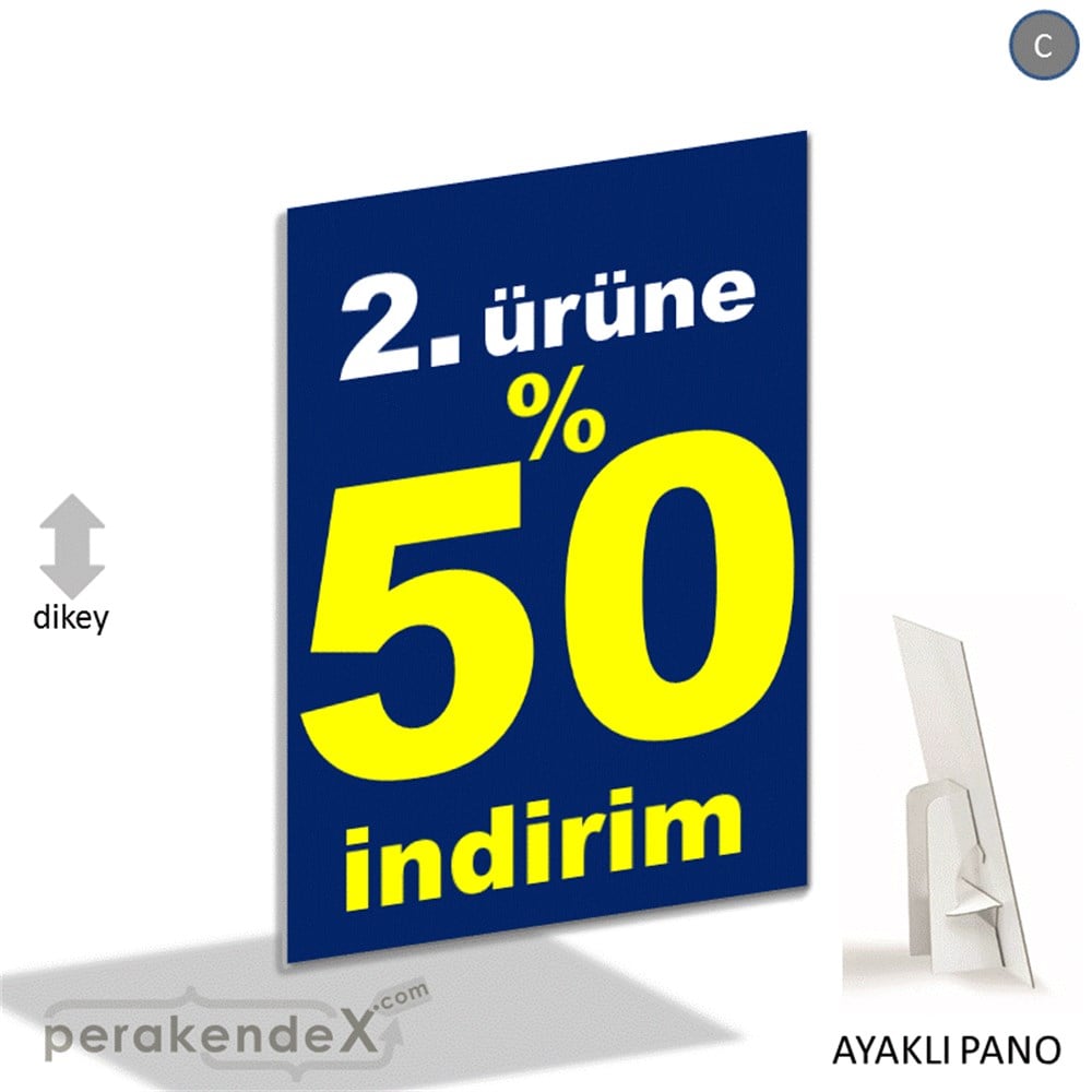 2. ürüne yüzde 50 indirim AYAKLI REKLAM PANOSU -dikdörtgen,tek yön baskı
