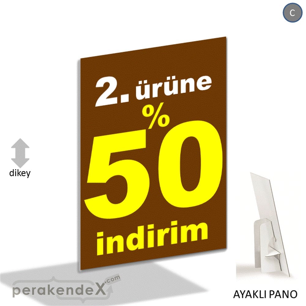 2. ürüne yüzde 50 indirim AYAKLI REKLAM PANOSU -dikdörtgen,tek yön baskı