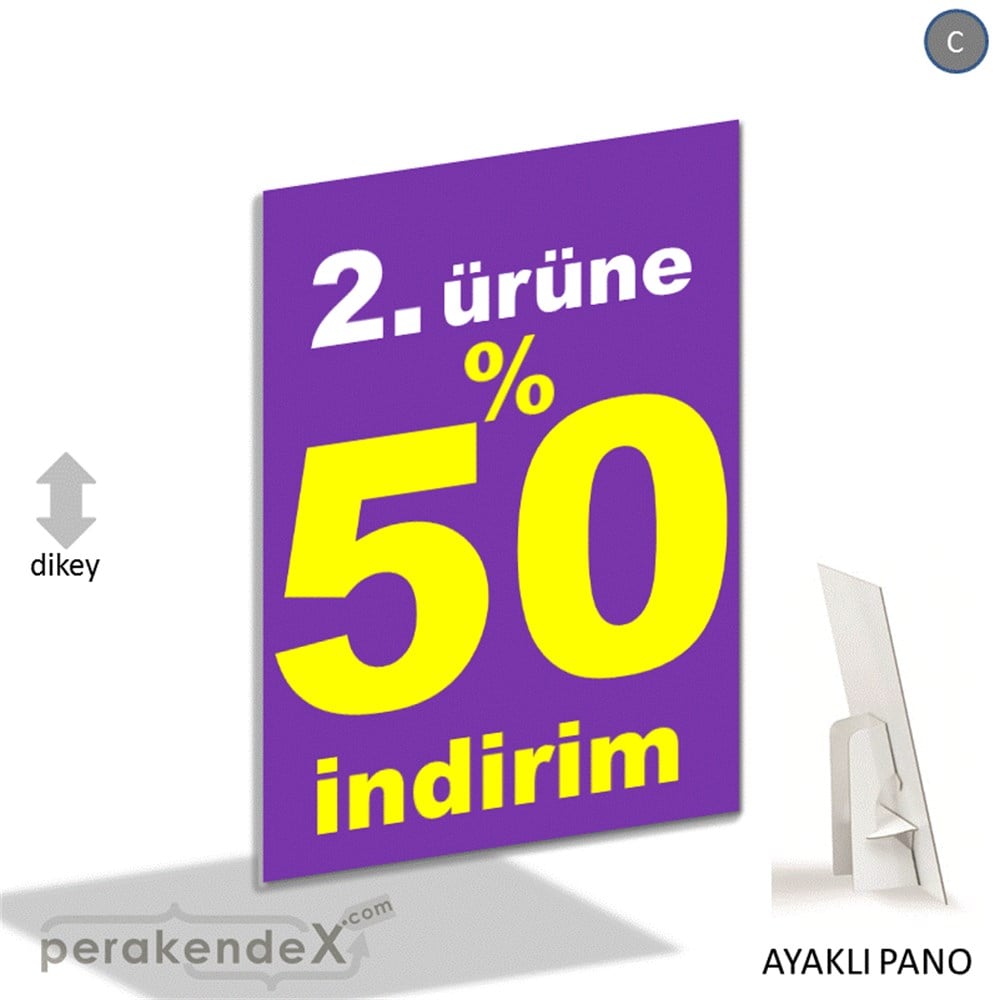 2. ürüne yüzde 50 indirim AYAKLI REKLAM PANOSU -dikdörtgen,tek yön baskı