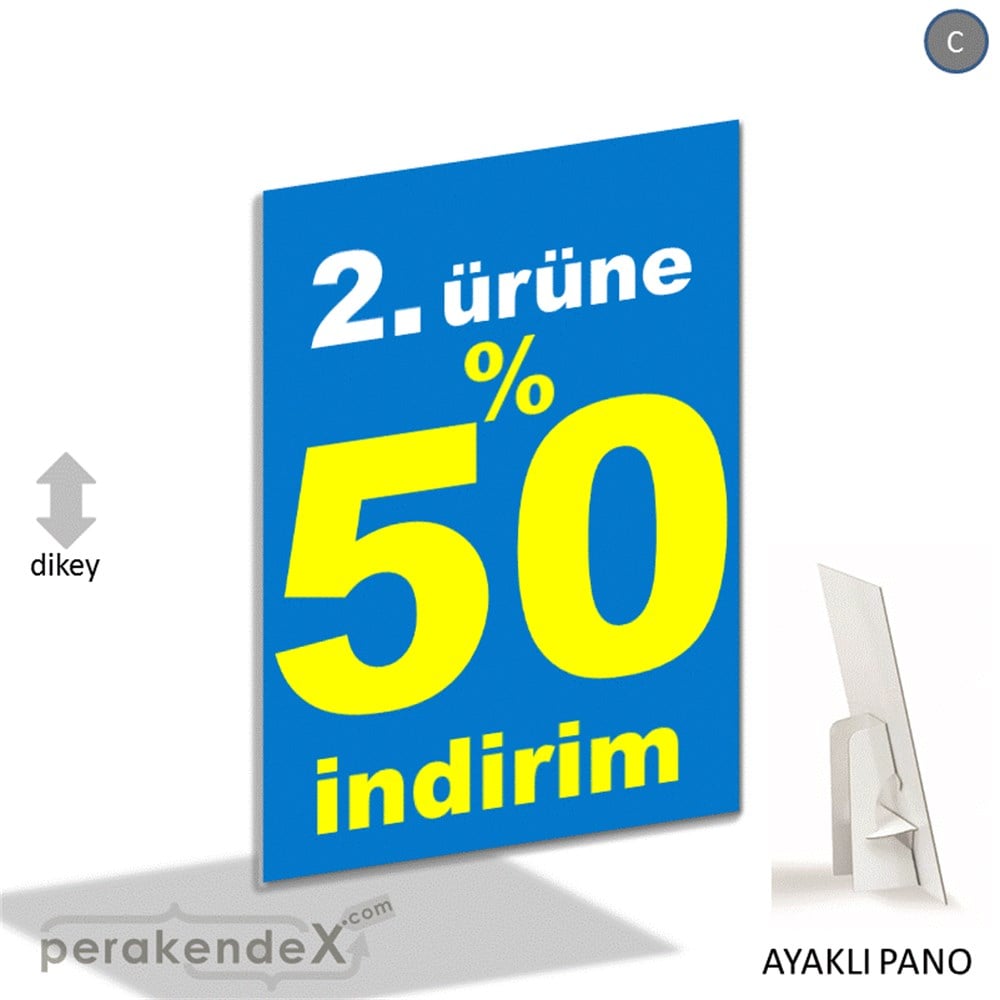 2. ürüne yüzde 50 indirim AYAKLI REKLAM PANOSU -dikdörtgen,tek yön baskı