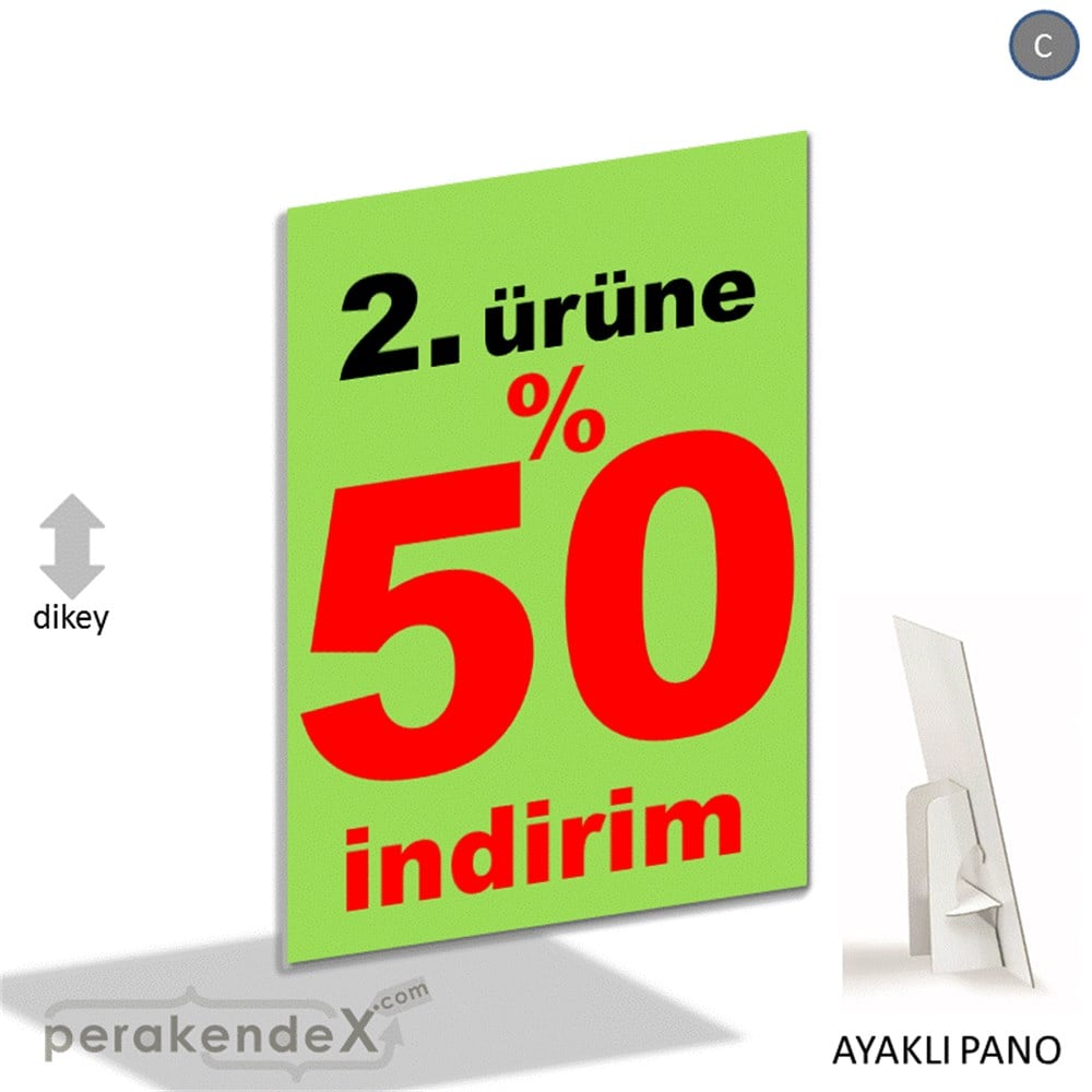 2. ürüne yüzde 50 indirim AYAKLI REKLAM PANOSU -dikdörtgen,tek yön baskı