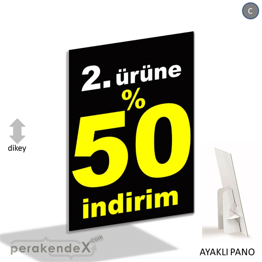 2. ürüne yüzde 50 indirim AYAKLI REKLAM PANOSU -dikdörtgen,tek yön baskı