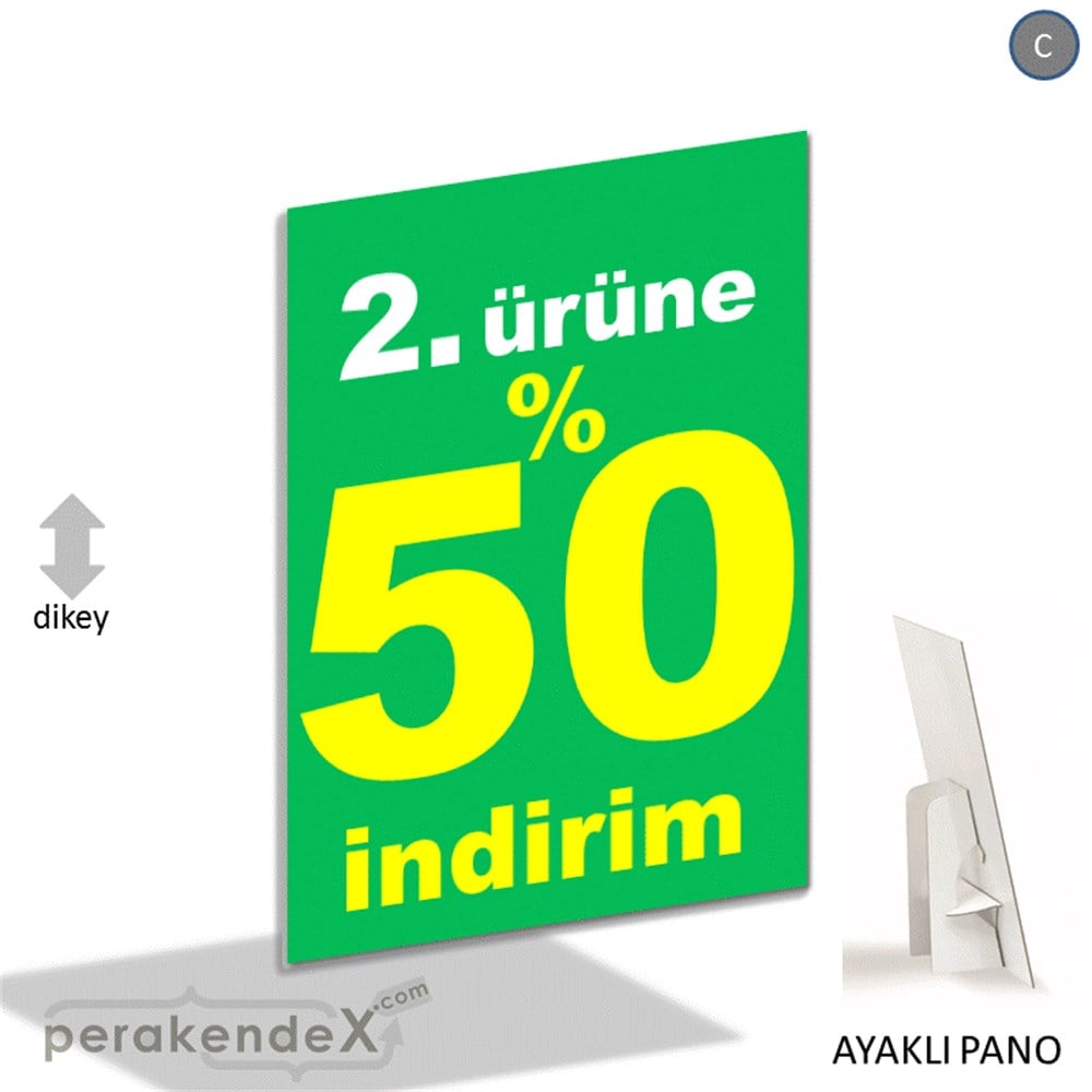 2. ürüne yüzde 50 indirim AYAKLI REKLAM PANOSU -dikdörtgen,tek yön baskı