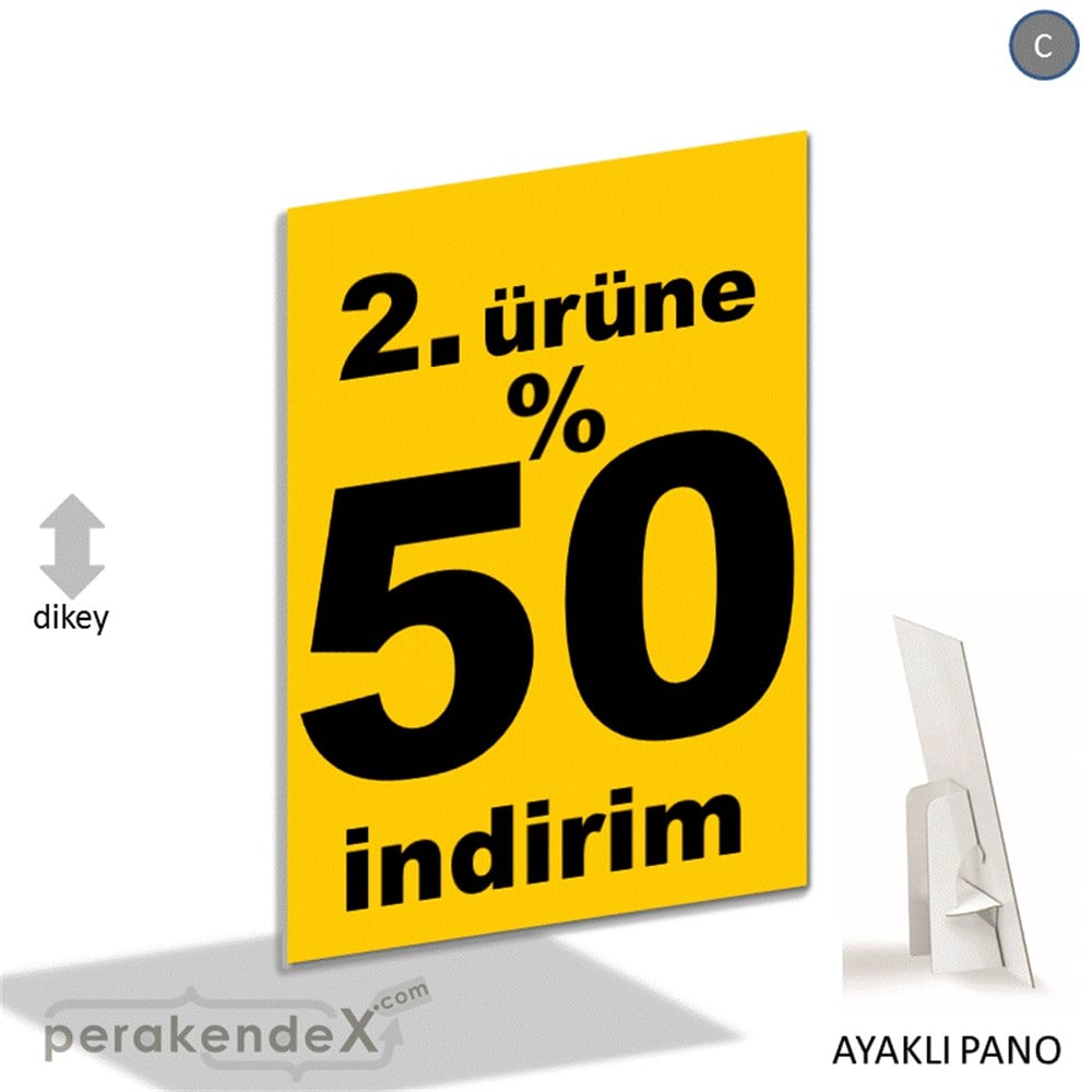 2. ürüne yüzde 50 indirim AYAKLI REKLAM PANOSU -dikdörtgen,tek yön baskı