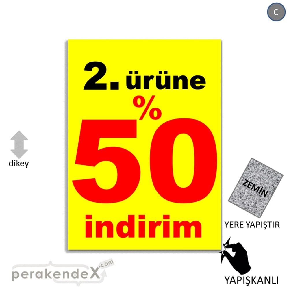 2. ürüne yüzde 50 indirim YER ZEMİNE YAPIŞIR -dikdörtgen,tek yön baskı