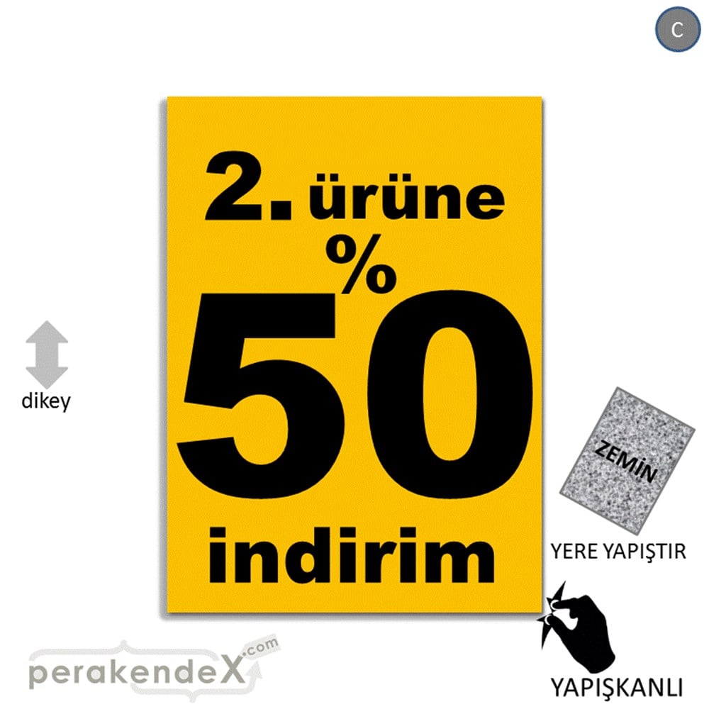 2. ürüne yüzde 50 indirim YER ZEMİNE YAPIŞIR -dikdörtgen,tek yön baskı