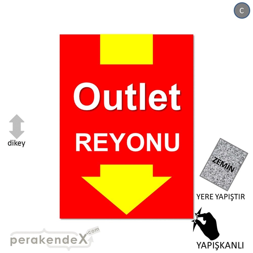 outlet reyonu YER ZEMİNE YAPIŞIR -dikdörtgen,tek yön baskı