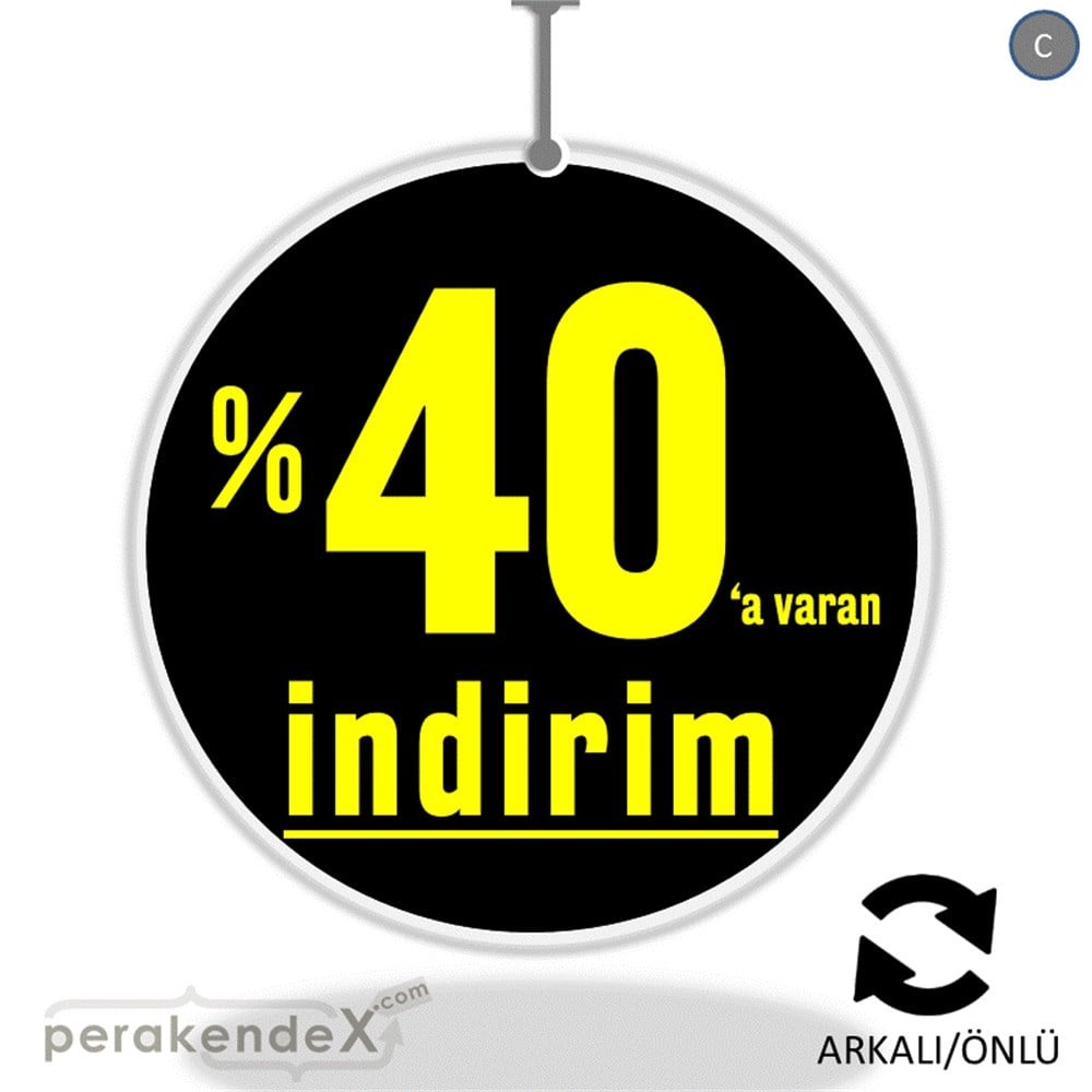 yüzde 40 a varan indirim DÖNKARTI -oval,çift yön baskı