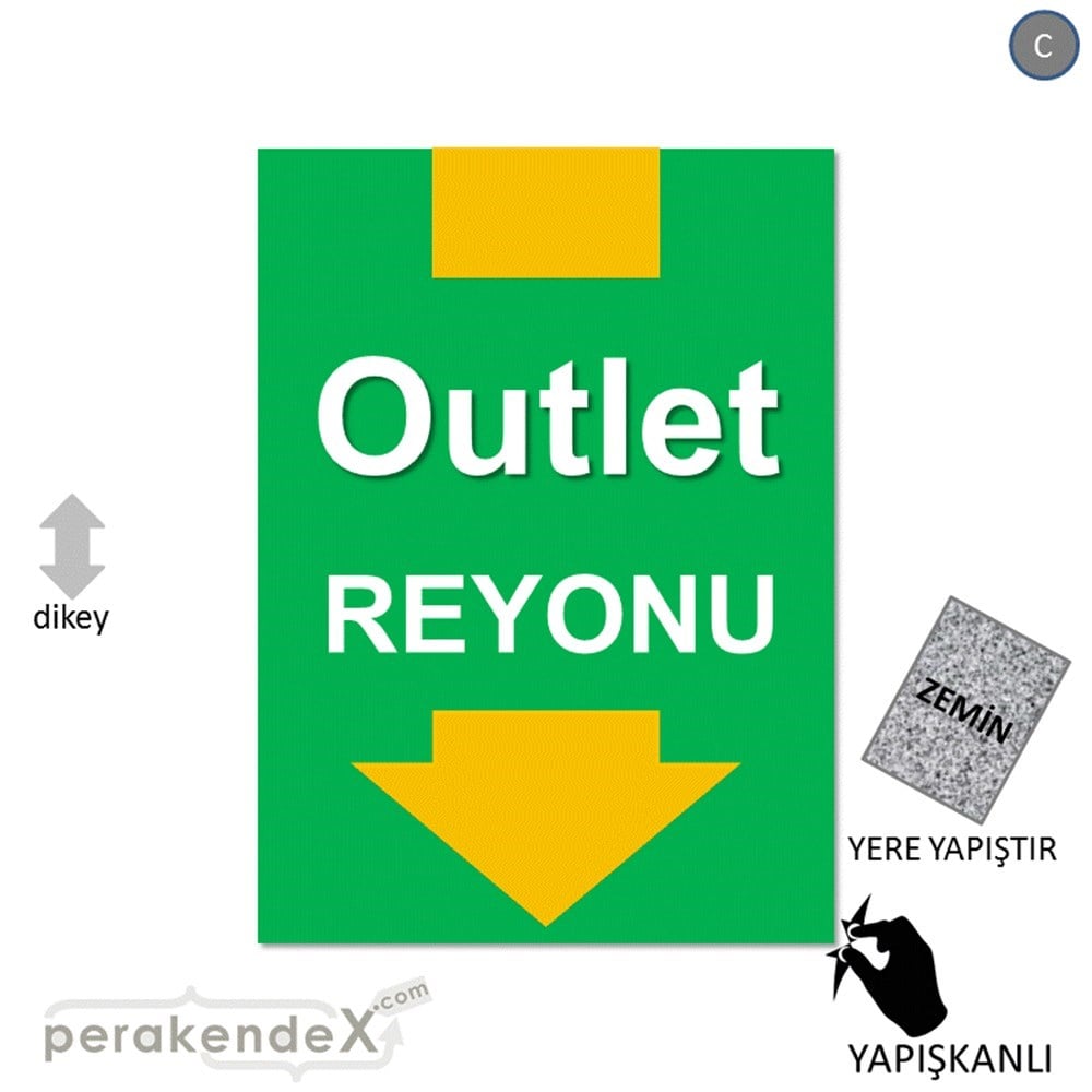 outlet reyonu YER ZEMİNE YAPIŞIR -dikdörtgen,tek yön baskı