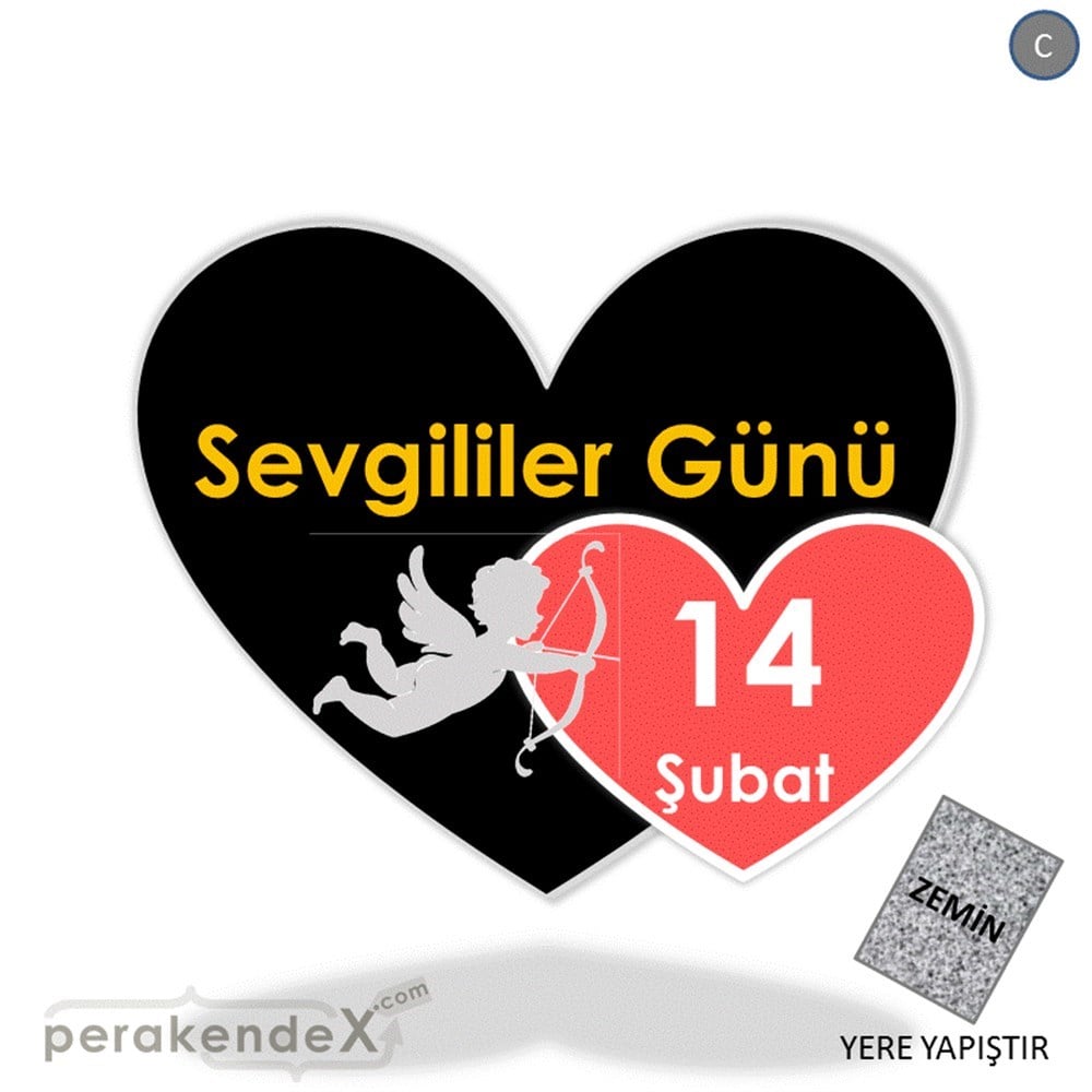 14 şubat sevgililer günü eros YER - ZEMİN FOLYO,  VİNİL -Kalp,tek yön baskı