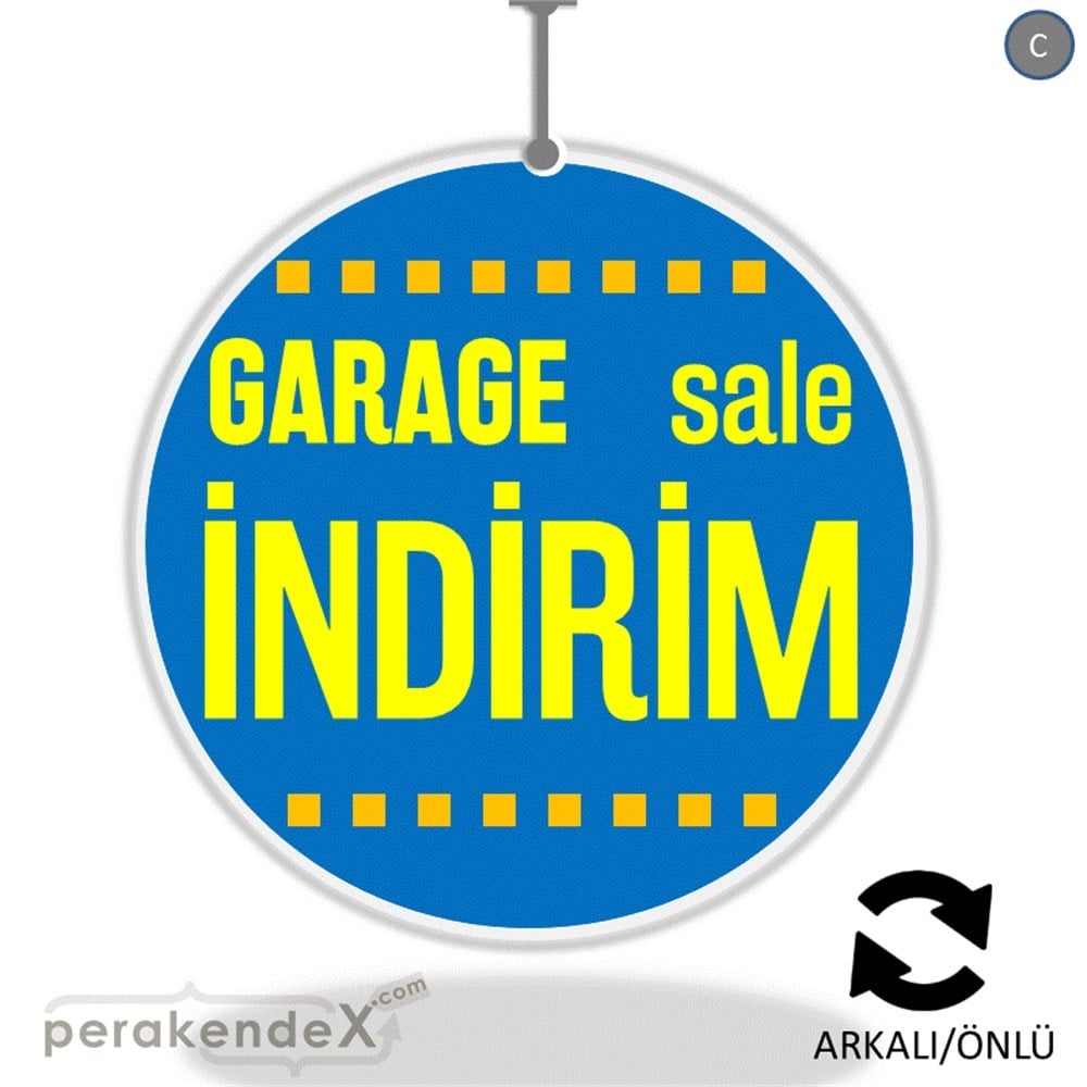 garage sale indirim DÖNKARTI -oval,çift yön baskı