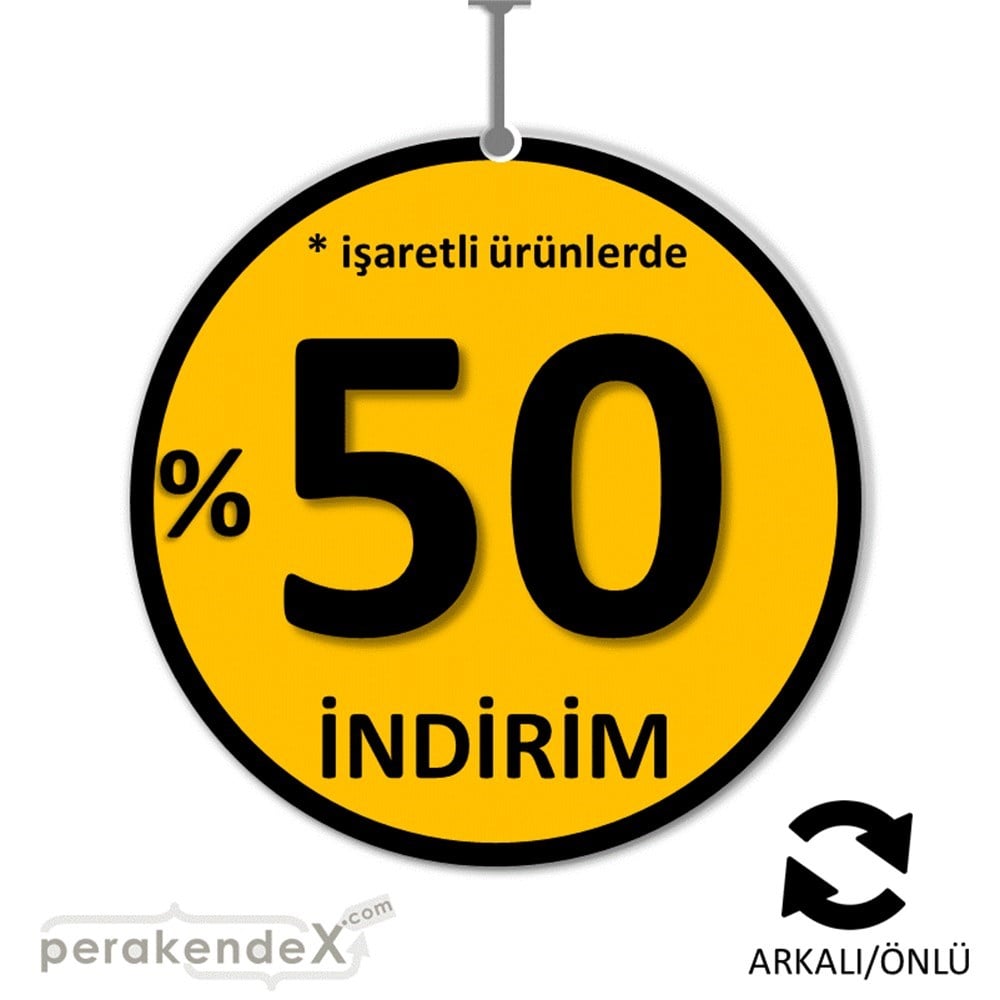 yüzde 50 ye varan indirim DÖNKARTI -oval,çift yön baskı