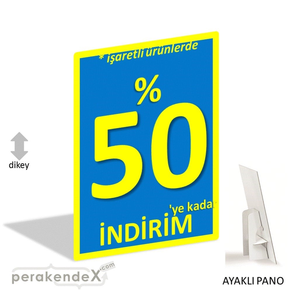 yüzde 50 ye varan indirim AYAKLI REKLAM PANOSU -dikdörtgen,tek yön baskı