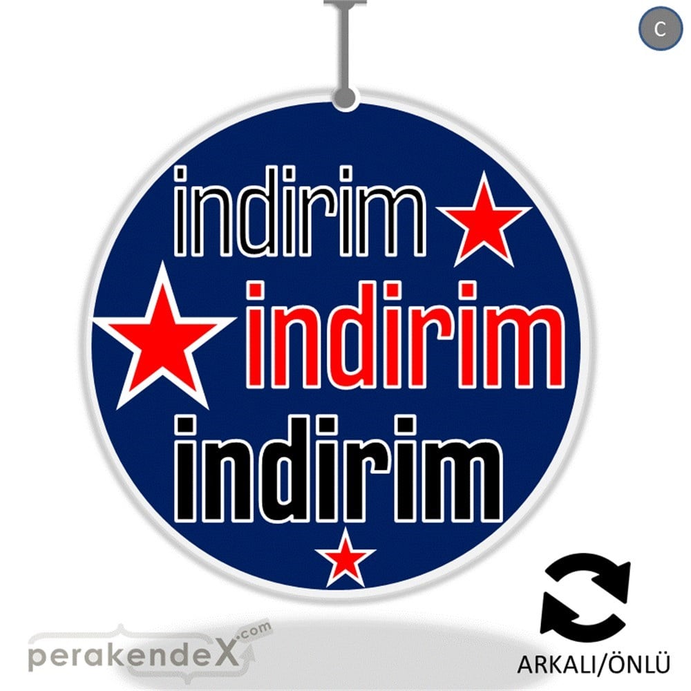 yıldızlı 3x indirim DÖNKARTI -oval,çift yön baskı