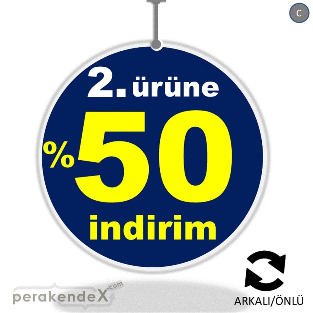 2. ürüne yüzde 50 indirim DÖNKARTI -oval,çift yön baskı