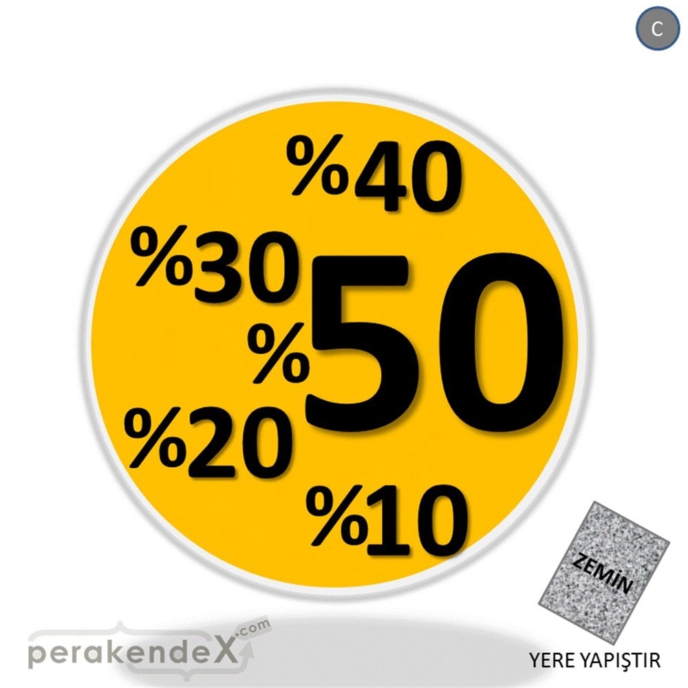 yüzde(50-40-30-20-10) indirim YER ZEMİNE YAPIŞIR -oval,tek yön baskı