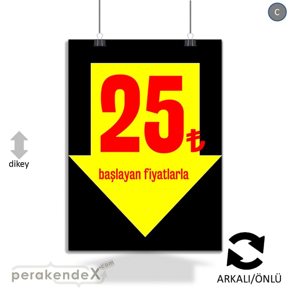 25 Tl Den Başlayan Fiyatlarla Fiyatlık KAĞIT POSTER,  AFİŞ -dikdörtgen,çift yön baskı