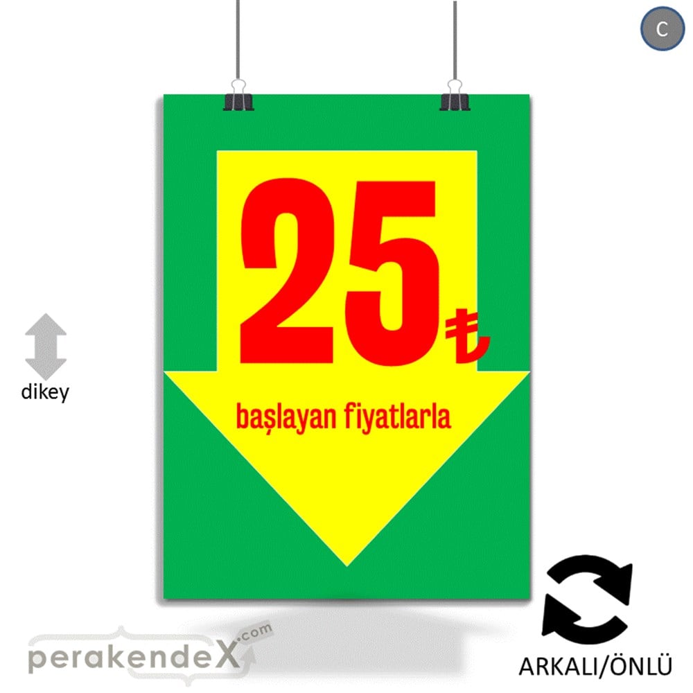 25 Tl Den Başlayan Fiyatlarla Fiyatlık KAĞIT POSTER,  AFİŞ -dikdörtgen,çift yön baskı