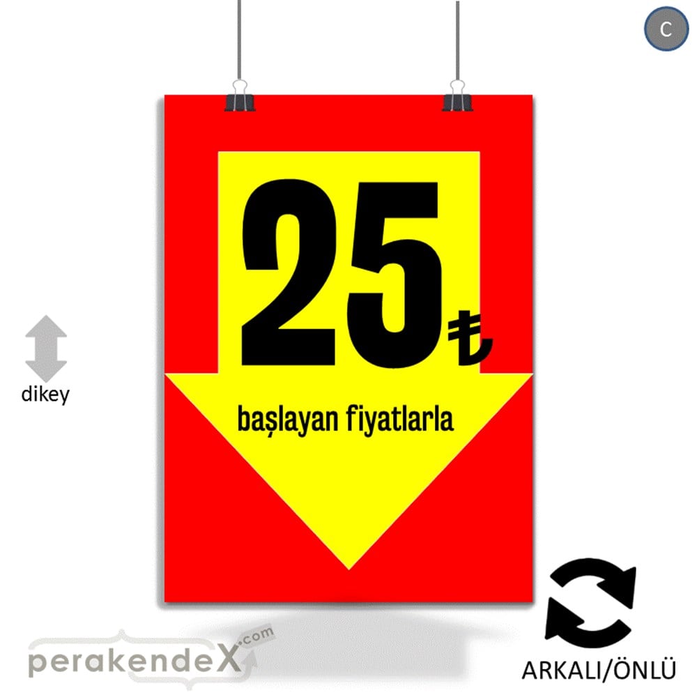 25 Tl Den Başlayan Fiyatlarla Fiyatlık KAĞIT POSTER,  AFİŞ -dikdörtgen,çift yön baskı