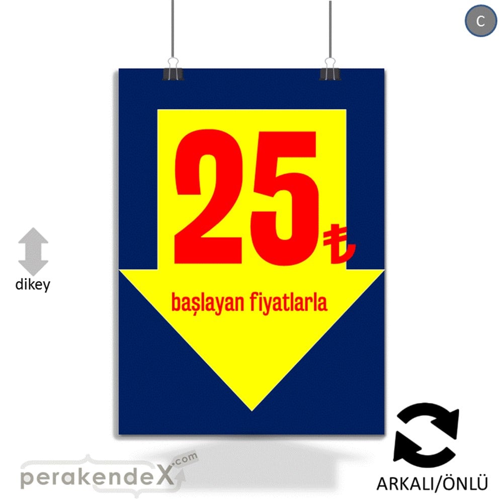 25 Tl Den Başlayan Fiyatlarla Fiyatlık KAĞIT POSTER,  AFİŞ -dikdörtgen,çift yön baskı