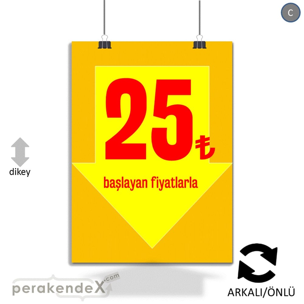 25 Tl Den Başlayan Fiyatlarla Fiyatlık KAĞIT POSTER,  AFİŞ -dikdörtgen,çift yön baskı