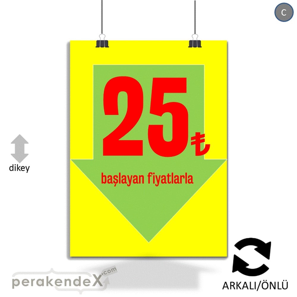 25 Tl Den Başlayan Fiyatlarla Fiyatlık KAĞIT POSTER,  AFİŞ -dikdörtgen,çift yön baskı