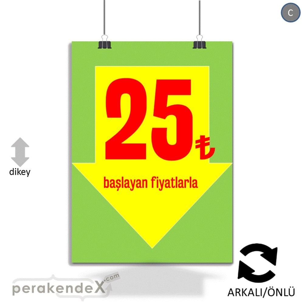 25 Tl Den Başlayan Fiyatlarla Fiyatlık KAĞIT POSTER,  AFİŞ -dikdörtgen,çift yön baskı