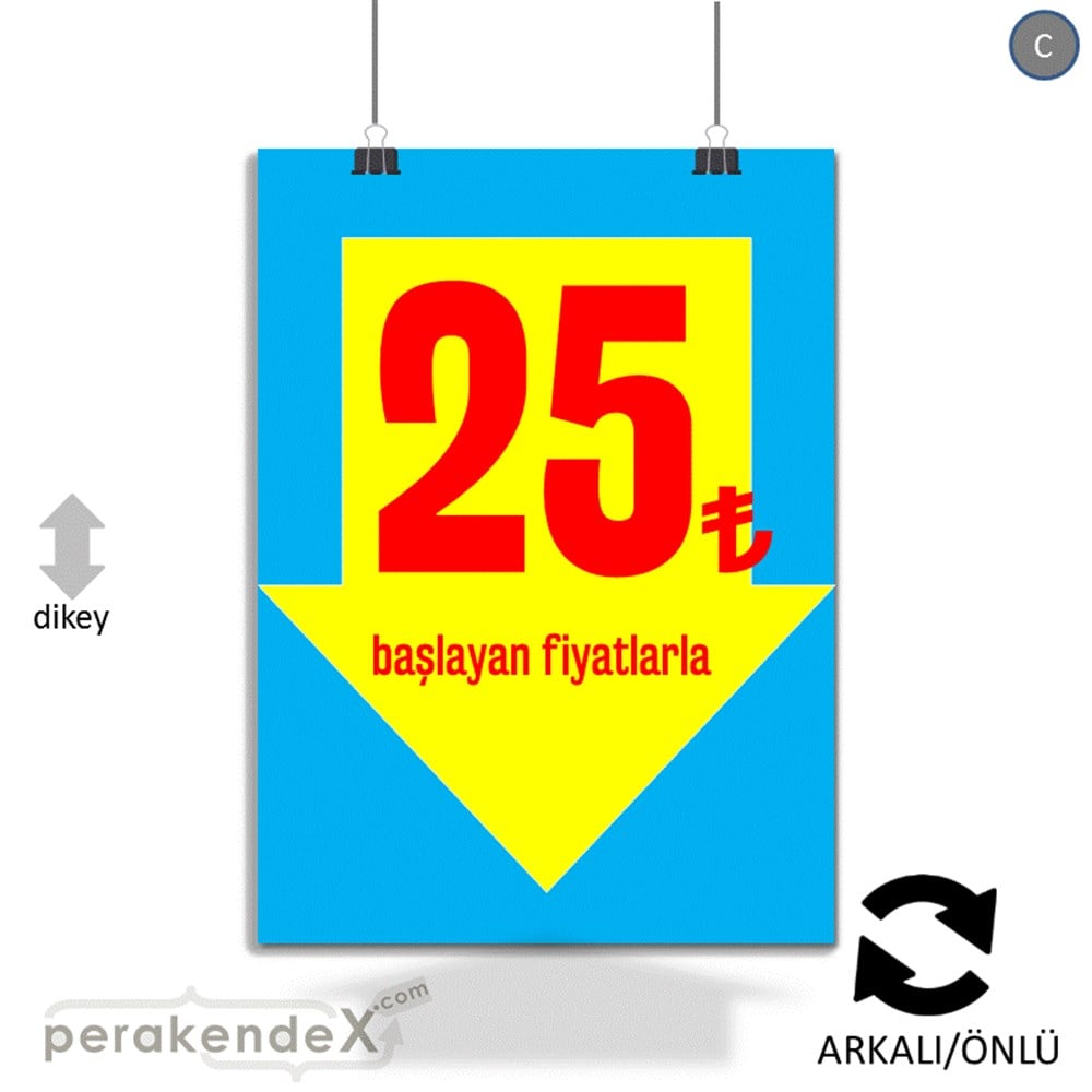 25 Tl Den Başlayan Fiyatlarla Fiyatlık KAĞIT POSTER,  AFİŞ -dikdörtgen,çift yön baskı