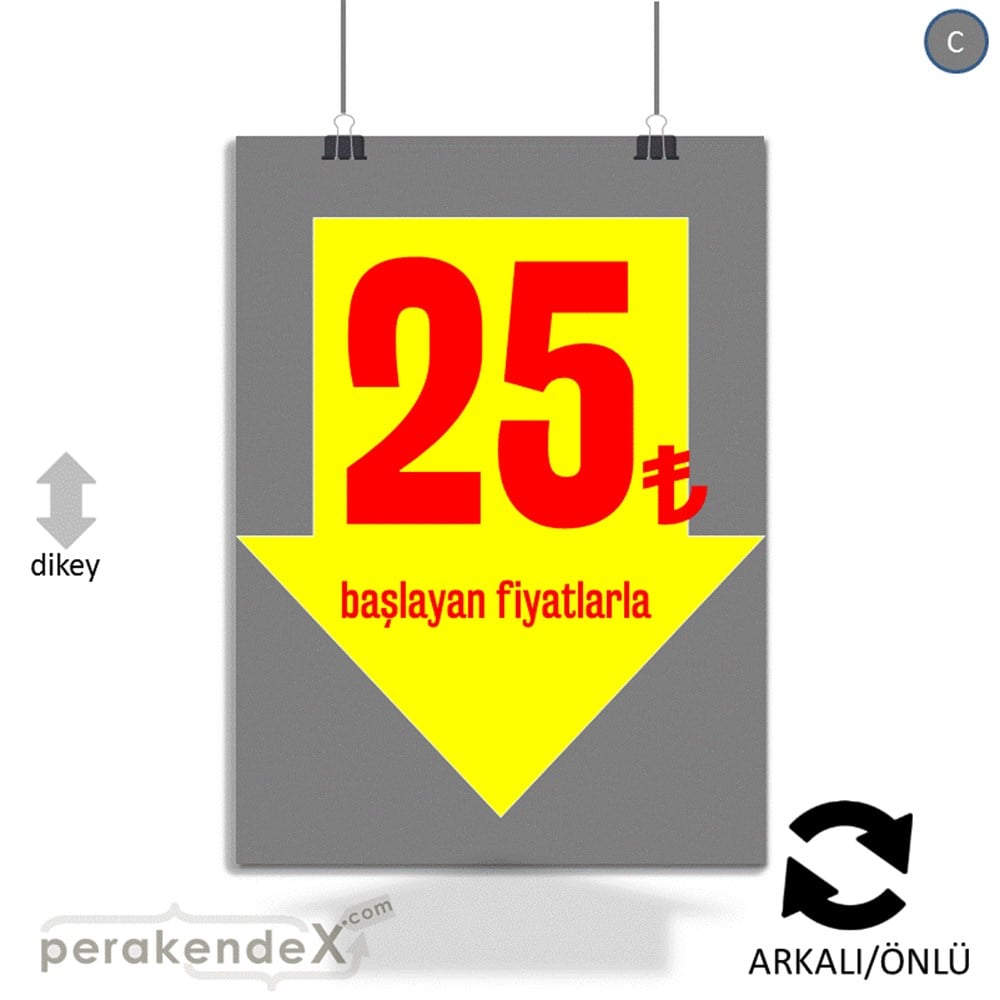 25 Tl Den Başlayan Fiyatlarla Fiyatlık KAĞIT POSTER,  AFİŞ -dikdörtgen,çift yön baskı