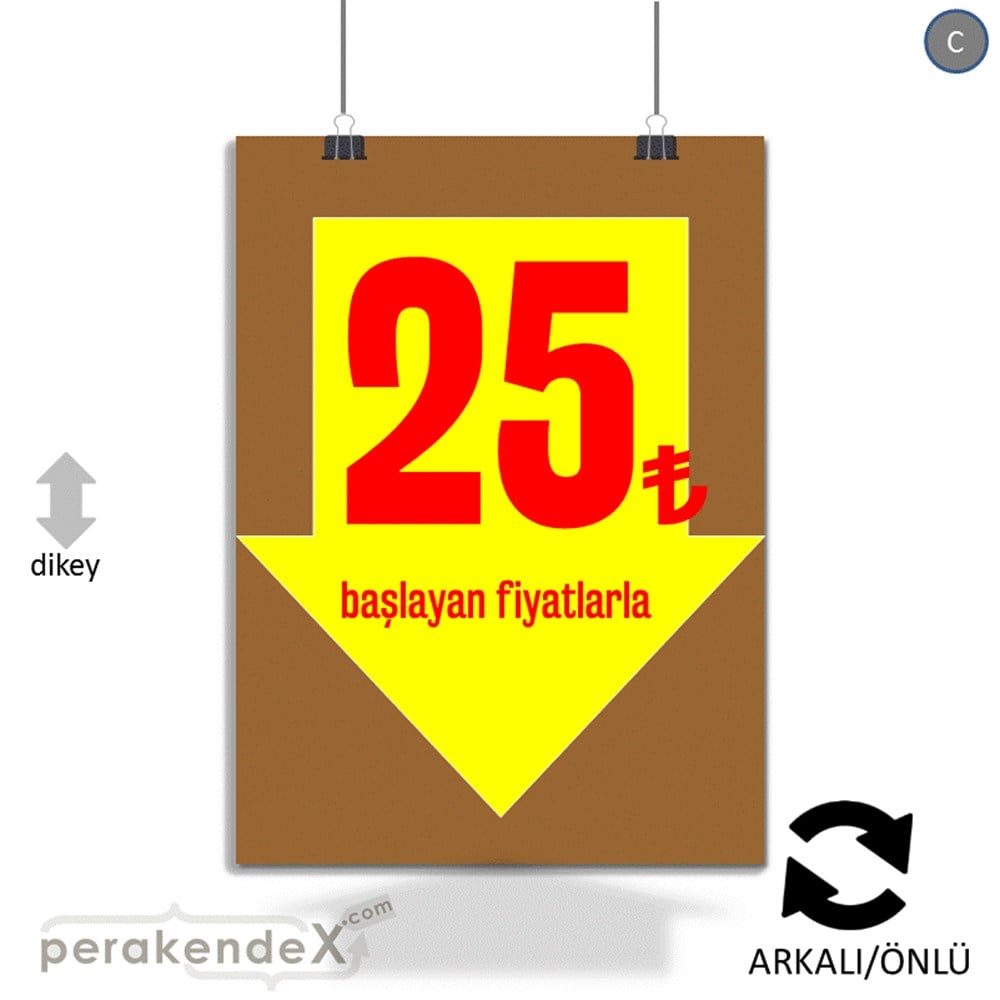 25 Tl Den Başlayan Fiyatlarla Fiyatlık KAĞIT POSTER,  AFİŞ -dikdörtgen,çift yön baskı