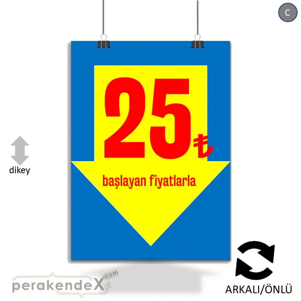 25 Tl Den Başlayan Fiyatlarla Fiyatlık KAĞIT POSTER,  AFİŞ -dikdörtgen,çift yön baskı