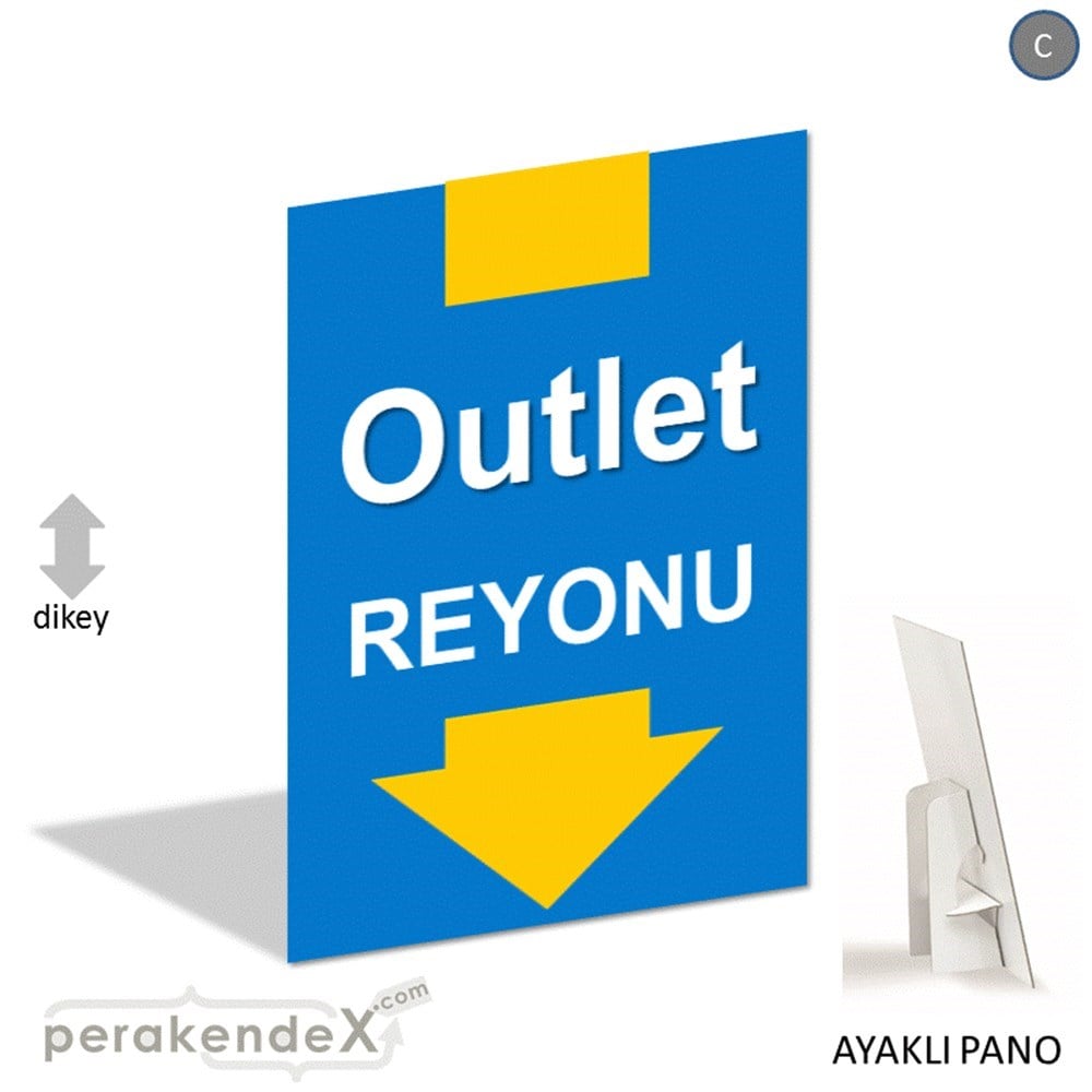 outlet reyonu AYAKLI REKLAM PANOSU -dikdörtgen,tek yön baskı
