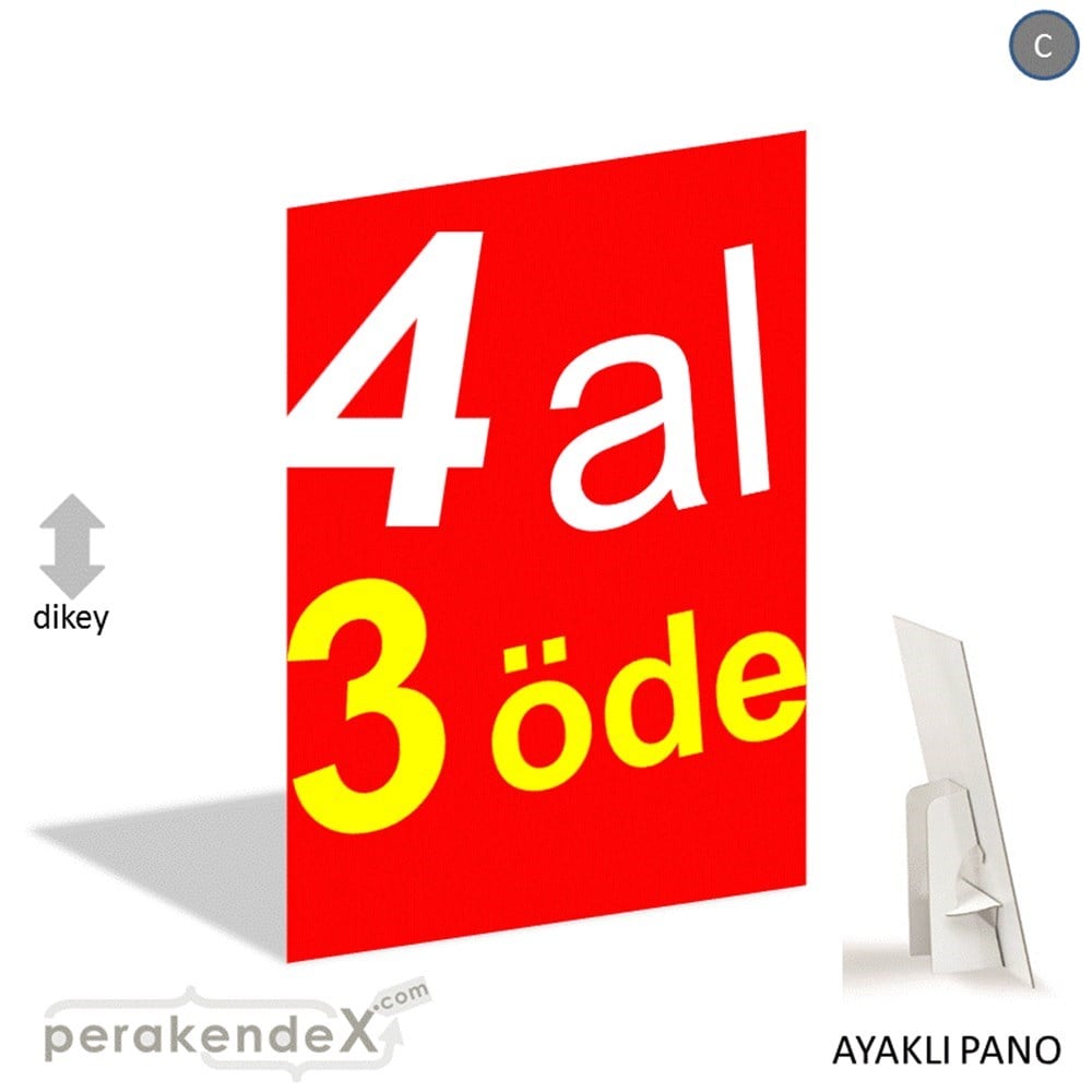 4 al 3 öde AYAKLI REKLAM PANOSU -dikdörtgen,tek yön baskı
