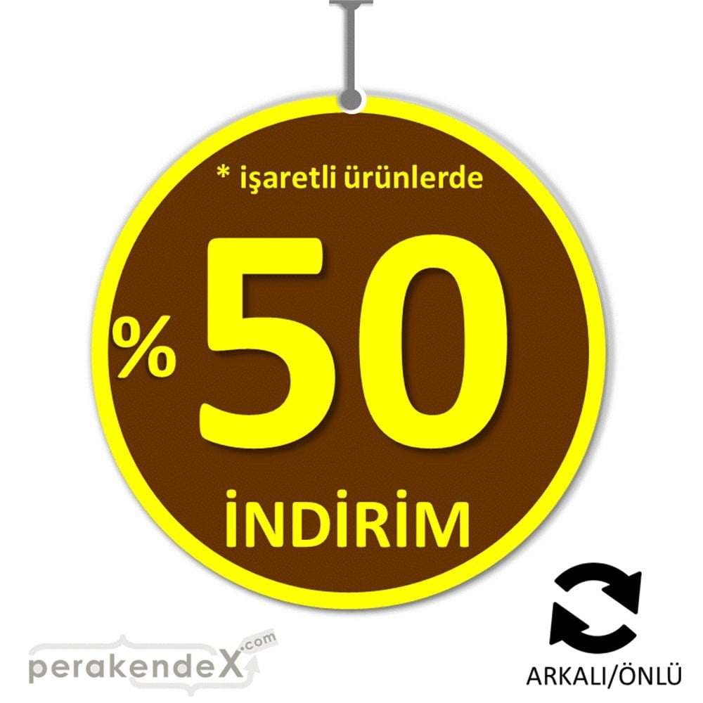 yüzde 50 ye varan indirim DÖNKARTI -oval,çift yön baskı