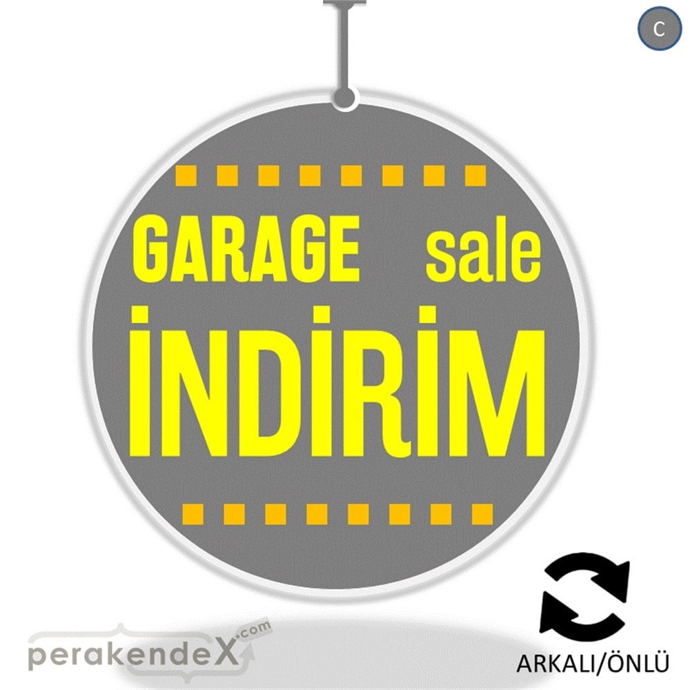 garage sale indirim DÖNKARTI -oval,çift yön baskı