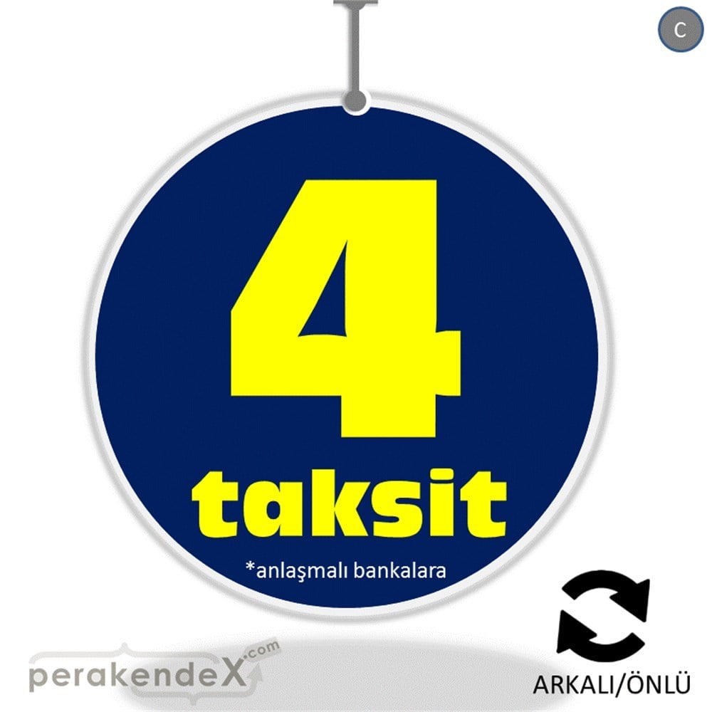 anlaşmalı bankalara 4 taksit DÖNKARTI -oval,çift yön baskı