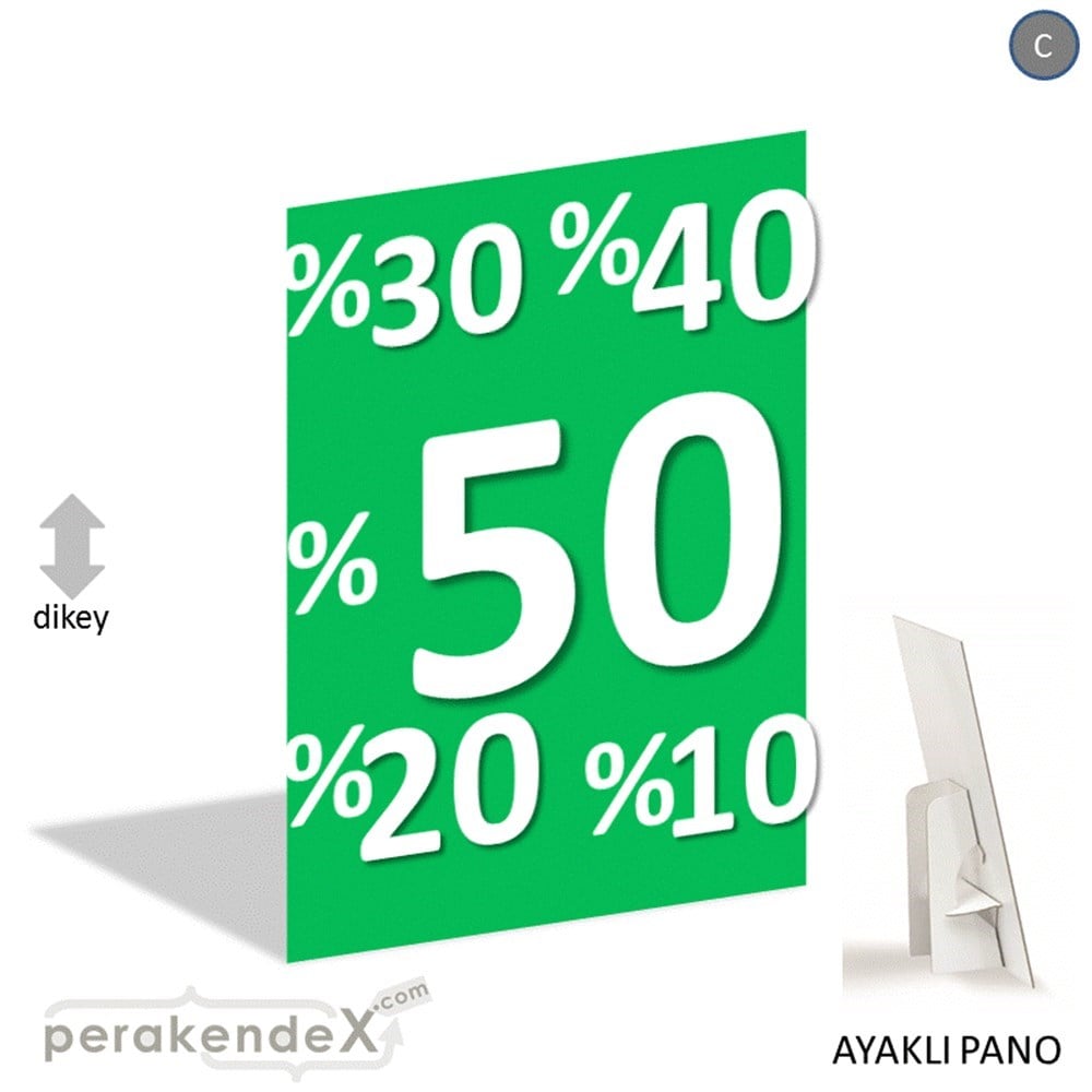 yüzde(50-40-30-20-10) indirim AYAKLI REKLAM PANOSU -dikdörtgen,tek yön baskı