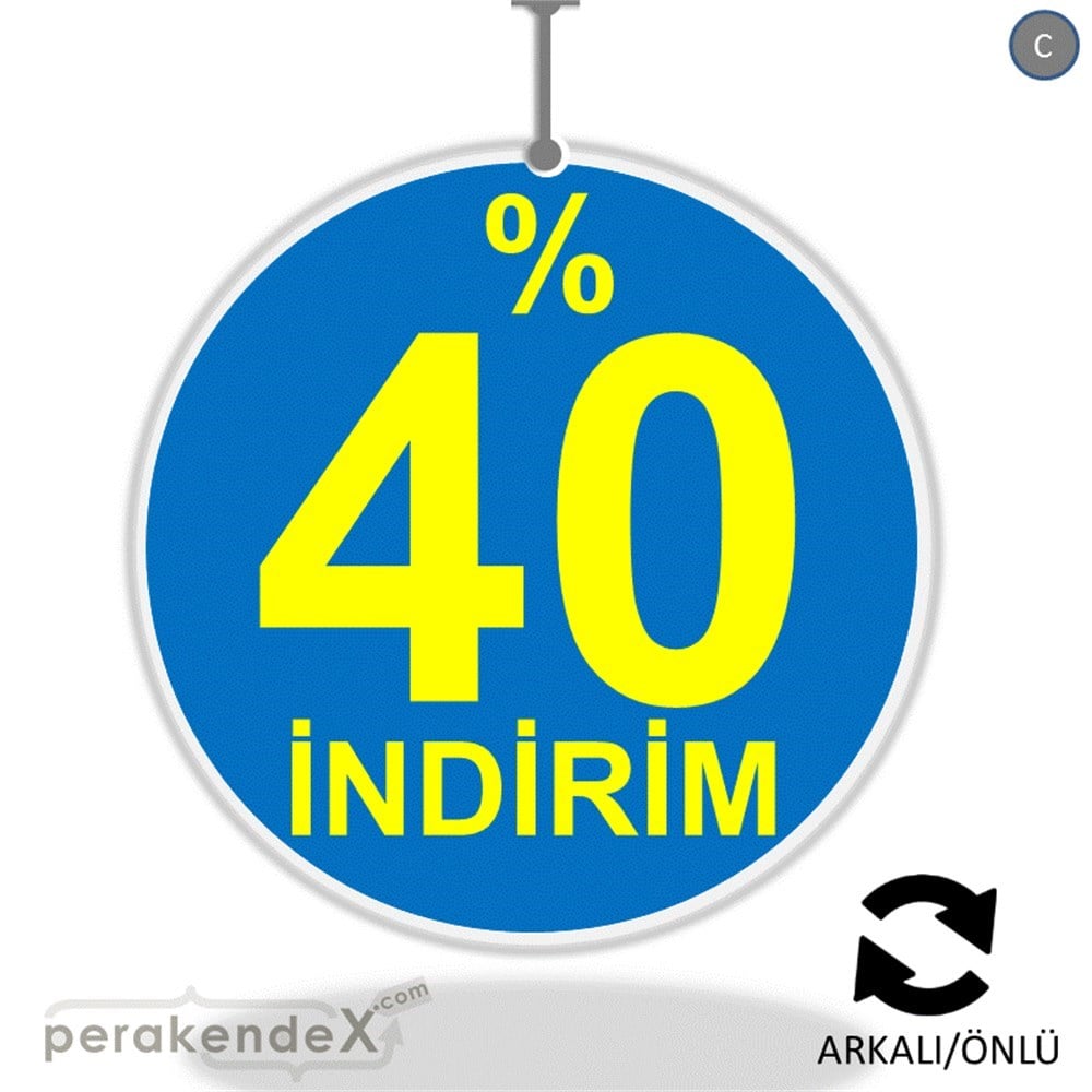 yüzde 40 indirim DÖNKARTI -oval,çift yön baskı
