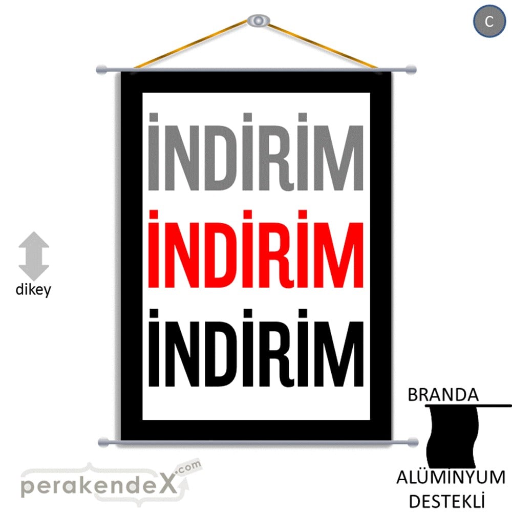 3-1X İndirim Kalın Çerçeveli BRANDA POSTER,  AFİŞ -dikdörtgen,tek yön baskı