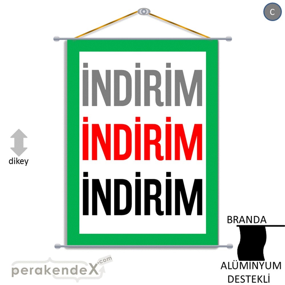 3-1X İndirim Kalın Çerçeveli BRANDA POSTER,  AFİŞ -dikdörtgen,tek yön baskı
