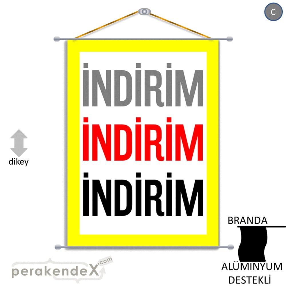 3-1X İndirim Kalın Çerçeveli BRANDA POSTER,  AFİŞ -dikdörtgen,tek yön baskı