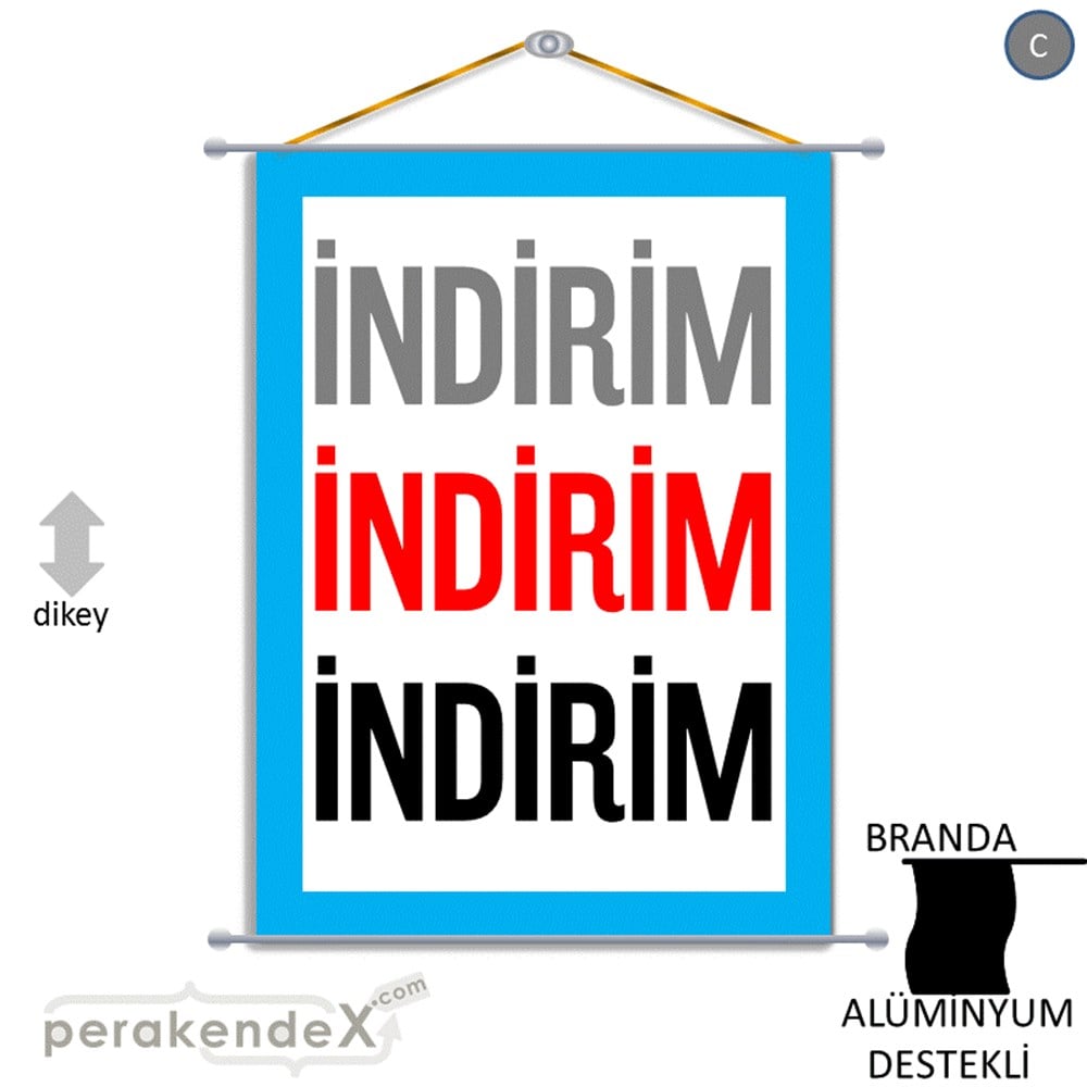 3-1X İndirim Kalın Çerçeveli BRANDA POSTER,  AFİŞ -dikdörtgen,tek yön baskı